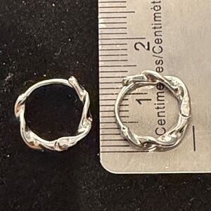 S3. 925 Silver Twisted Hoop Huggie Earrings